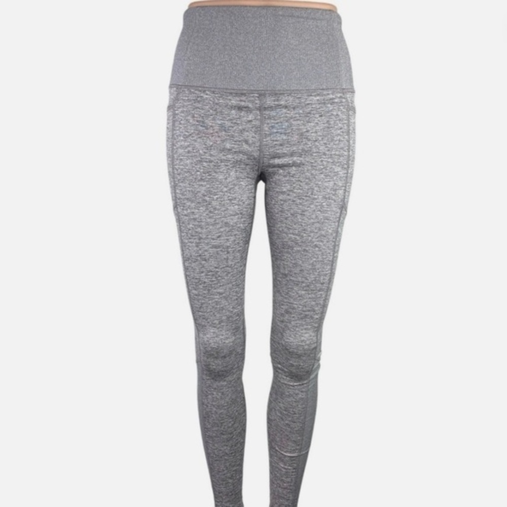 Athleta Exhale Heel Tight Leggings Women’s Size 2X Side Pockets Heathered Gray
